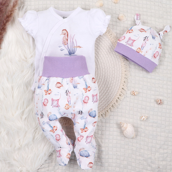 ABN-5474 Underwater World Nini boríték body fehér - organikus pamut, rövid ujjú, rövid ujjú