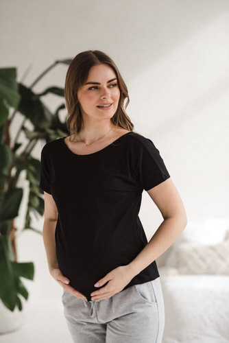 Two Ways bluzka ciążowa i do karmienia dwustronna krótki rękaw Milk&Love czarny