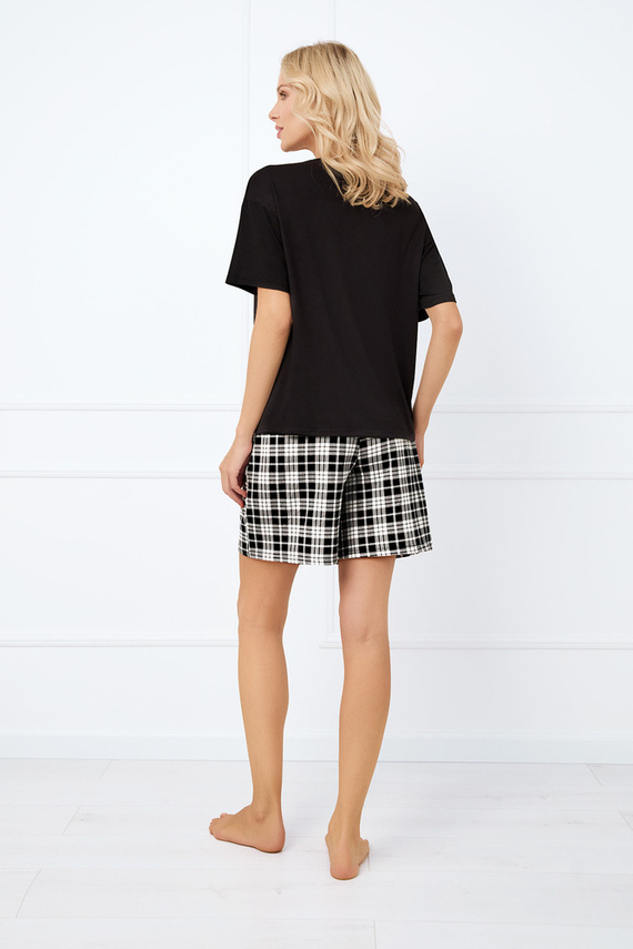 Klara Női rövid ujjú pizsama, rövid nadrág Italian Fashion - fekete/print