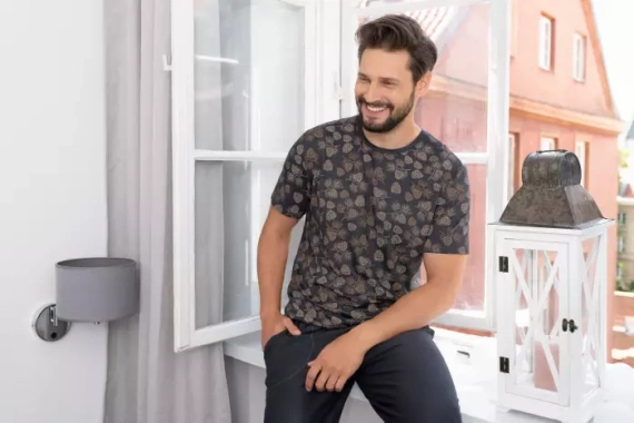 Pinus pizsama Férfi rövid ujjú, hosszú nadrág olasz divat - print/grafit