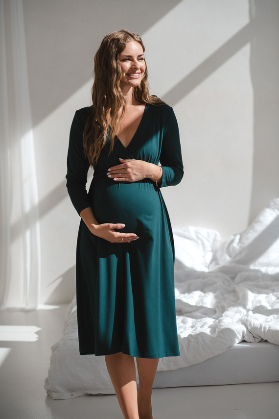 Star Light Terhesség és szoptatás bambusz hálóing 7/8 Milk&Love palack zöld - lélegző, kórházi, kényelmes szoptatáshoz