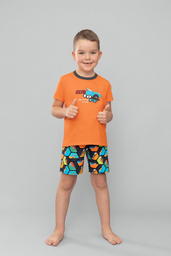 Comics Fiú rövid ujjú pizsama, nadrág Italian Fashion - narancs/print