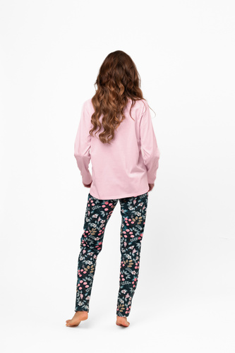 Női pamut pizsama Marisal - hosszú ujjú, hosszú nadrág Olasz divat