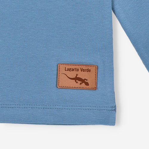 KAR-1022 Fiú hosszú ujjú blúz Lagarto Verde kék - pamut elasztánnal, lengyel gyártmány, lengyel gyártás