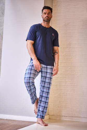 Férfi pizsama Cornette 134/315 North 2 kék - pamut, rövid ujjú, kényelem és stílus