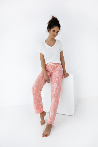 Kalina Sensis női pizsama - ekrü és lazac színben