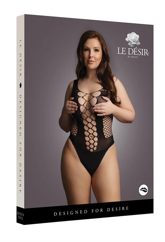 Body DES019 Le Désir fekete body kivágásokkal és dekoltázzsal S-L, XL-4XL