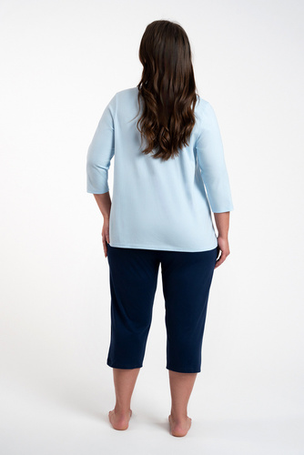 Arietta női pizsama 3/4 ujjú és 3/4 nadrág olasz divat - kék