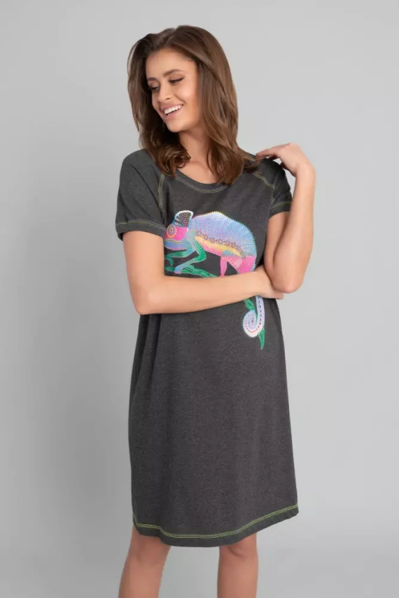 Volta rövid ujjú hálóing Olasz divat - sötét melange/zöld