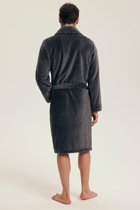 Henderson férfi fürdőköpeny 43379 Nandu szürke - derékban megkötve, térd előtti hosszúságban