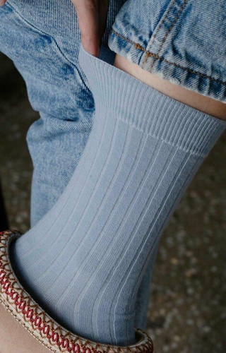 ART.130 Natural Merino gyapjú női zokni Steven kék -csíkos, varrásmentes, meleg, meleg