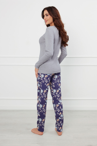 Pulia Női hosszú ujjú pizsama, hosszú nadrág Olasz divat - melange/print