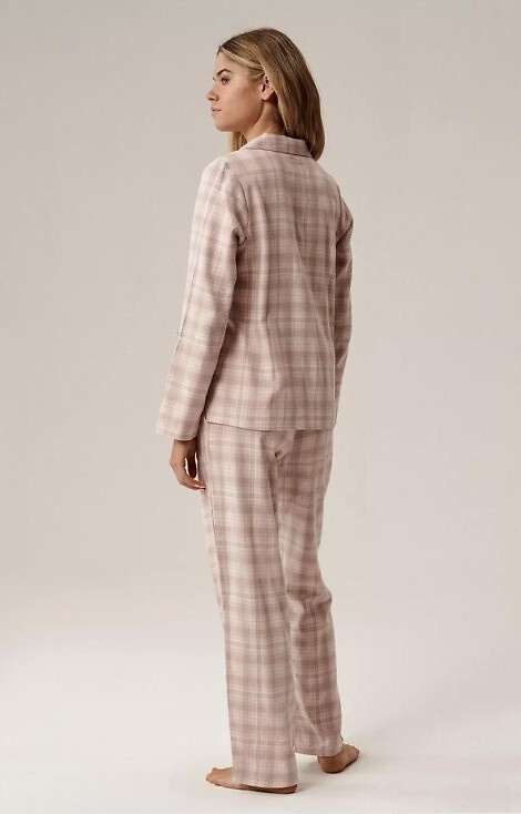 NLP-505 Női pizsama Atlantic levendula flanel, kigombolva, kockás, pamut, pamut