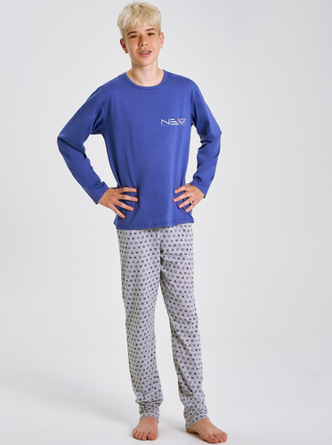 Fiú pizsama Emil 3506 Taro - pamut, hosszú ujjú, kék