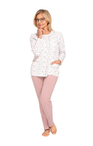 202 Maria III Női pizsama Martel 30 cappuccino - pamut, zip-up, hosszú ujjú, hosszú ujjú