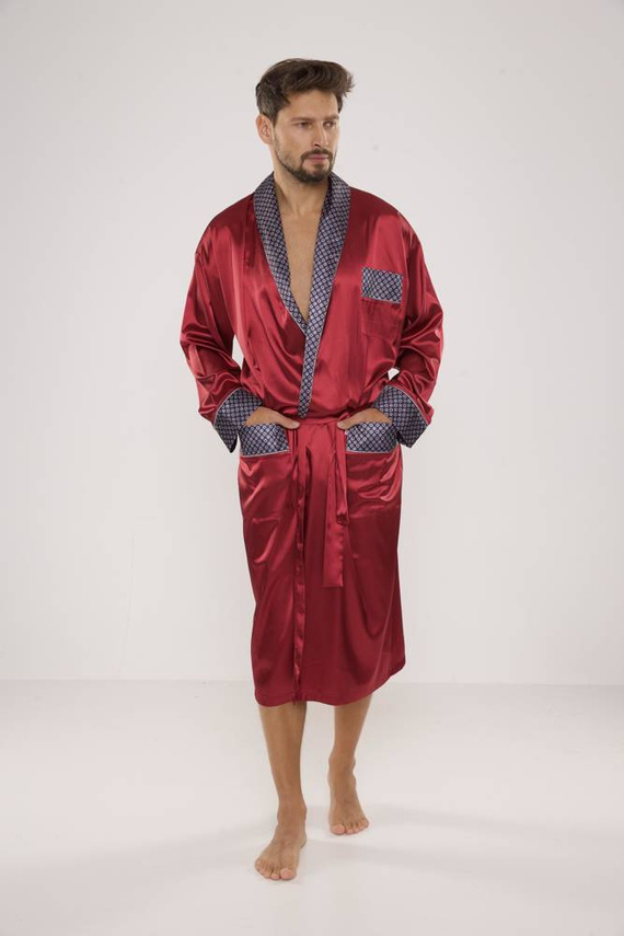 940 Forex férfi szatén fürdőköpeny - gesztenyebarna színben