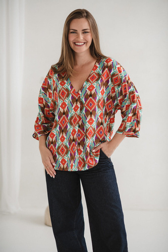 Bahama Mama Milk&Love kismama blúz boho mintás - viszkóz, 3/4 ujjú, oversize