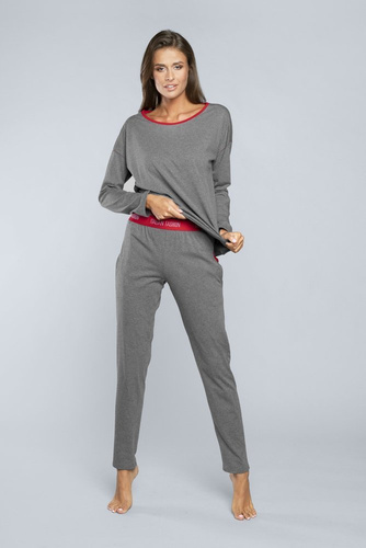 Accent női pizsama hossza. ujj, hossz. nadrág Italian Fashion - sötét melange