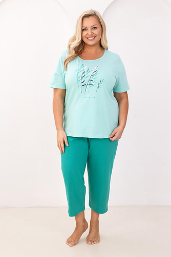 Regina 740 pizsama, pamut, nyomtatott, 7/8 nadrág, kényelem minden éjszakára - zöld