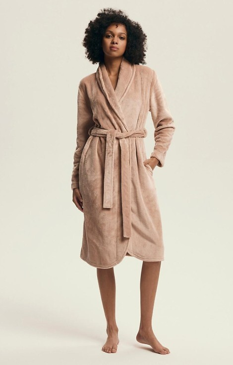 43595 Dextra Henderson barack női fürdőköpeny - puha, kötött, térd fölött átvetve