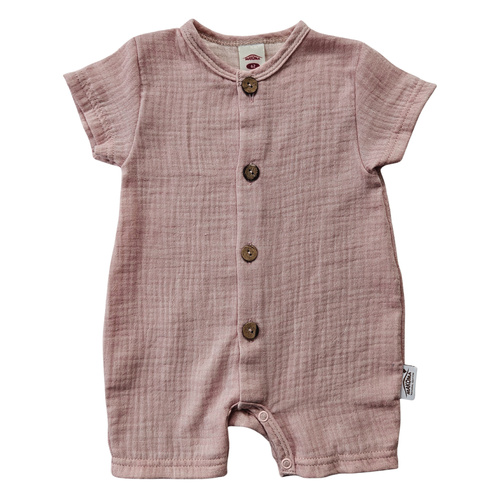 Baby Rampers Just Muslin 02235RRR Makoma rose- muszlin 100% pamut, rövid ujjú, rövid ujjú