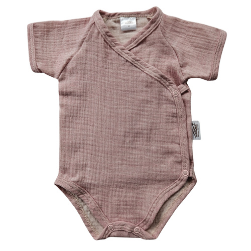 Muszlin bodysuit Just Muslin 03235KR Makoma rose- rövid ujjú, borítékolható, 100% pamut, 100% pamut