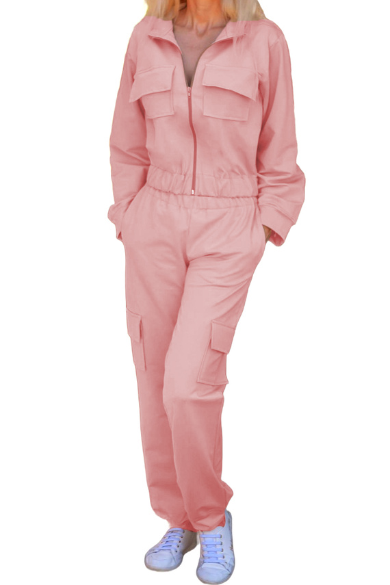 Mili Mirale női tréningruha pamutból, kényelmes szett zsebekkel - lengyel gyártmány - rózsaszín