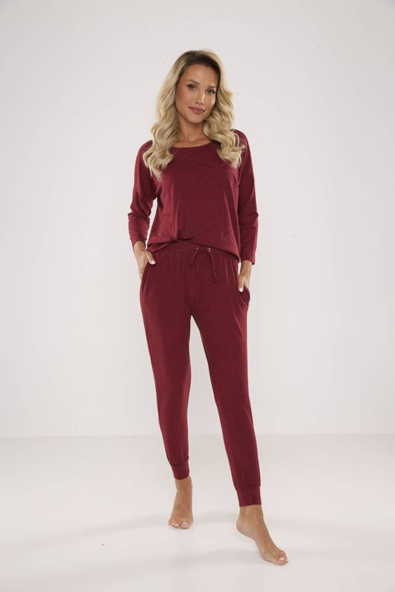 555 Paula női pizsama De Lafense - bordó színű