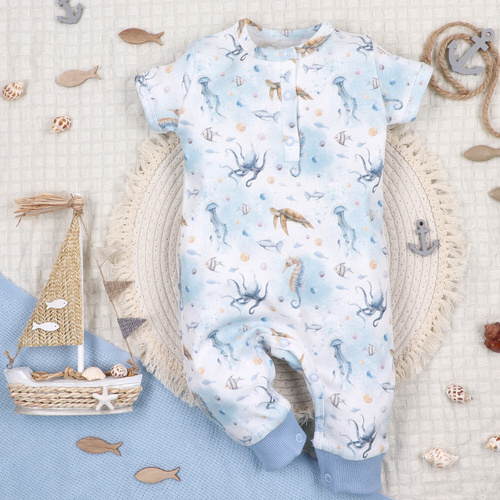 ABN-5452 Sea Of Joy Nini bébi rámpa - organikus pamut, kényelmes nyomógombokkal