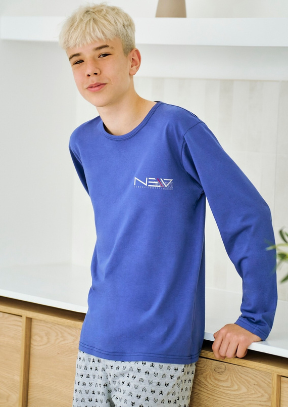 Fiú pizsama Emil 3506 Taro - pamut, hosszú ujjú, kék