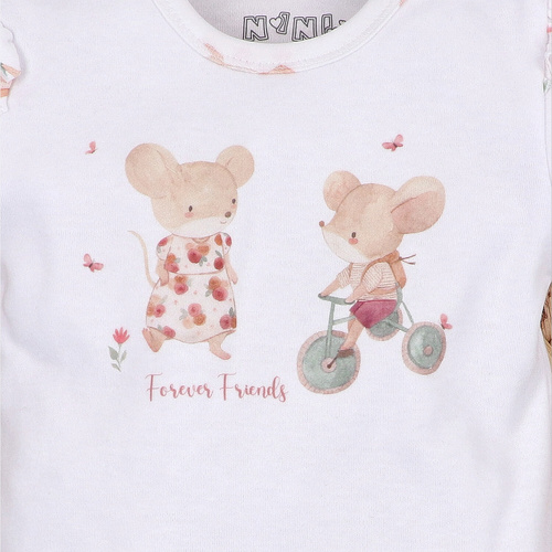 Nini Little Mouse bababody organikus pamut váll patent rövid ujj bőrbarát