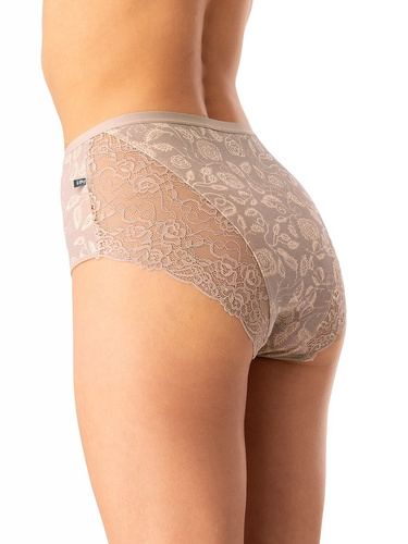 Női pamut bugyi Key LPF 590 bézs - 2 db dobozban, hátul csipkével díszítve