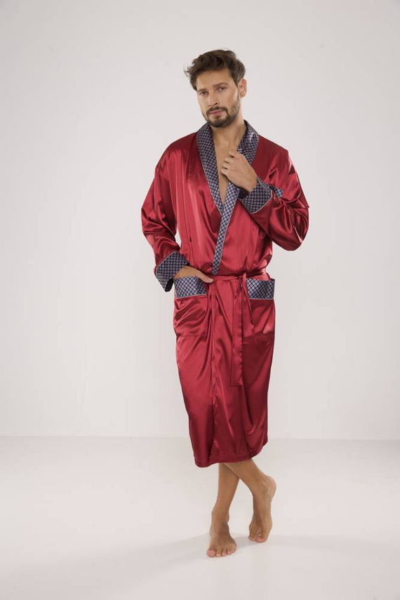 940 Forex férfi szatén fürdőköpeny - gesztenyebarna színben