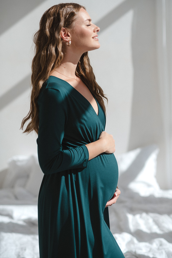 Star Light Terhesség és szoptatás bambusz hálóing 7/8 Milk&Love palack zöld - lélegző, kórházi, kényelmes szoptatáshoz