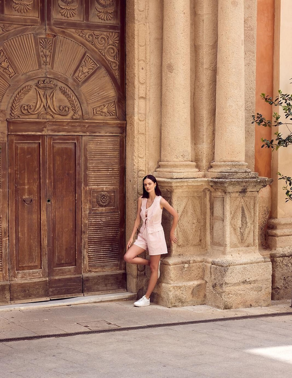 Donata Sensis női pizsama - ekrü-zöld