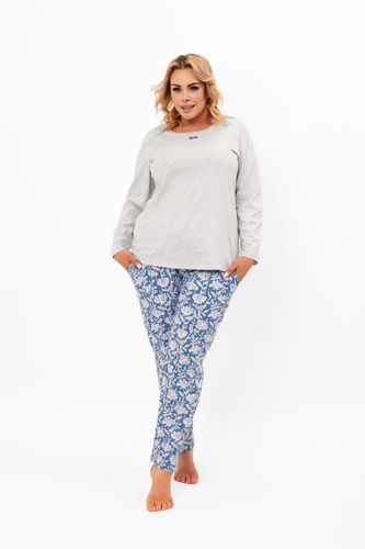 Női pizsama Boma - hosszú ujjú, hosszú nadrág, pamut Italian Fashion - melange/print