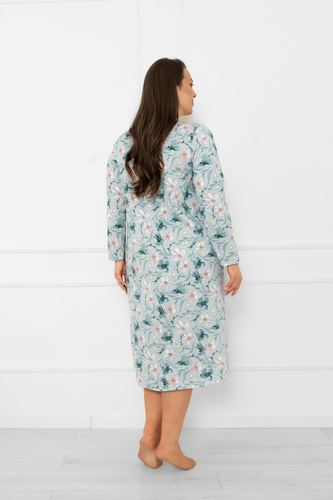 Női hálóing Sekwoja - pamut, hosszú ujjú, virágmintás Olasz divat