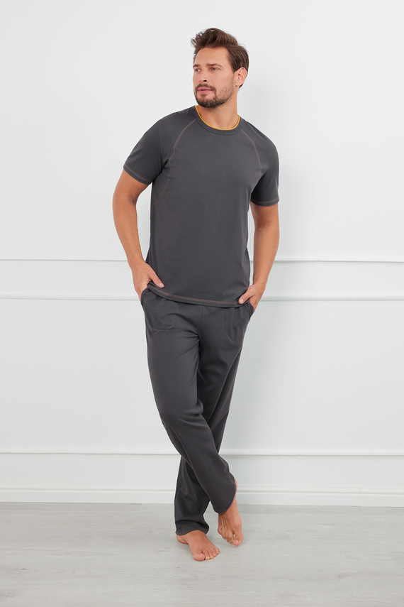 Salomon Férfi rövid ujjú pizsama, hosszú nadrág Olasz divat - grafit/méz