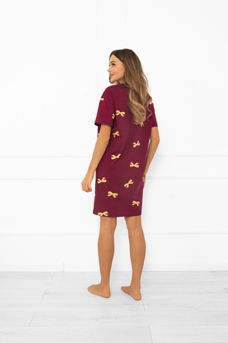 Kwadro Női hálóing Italian Fashion - pamut, rövid ujjú, masnival