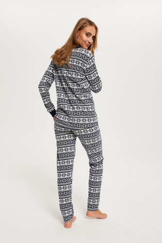 Alaska Női pizsama hosszú ujjú, hosszú nadrágos olasz divat - print/zöld