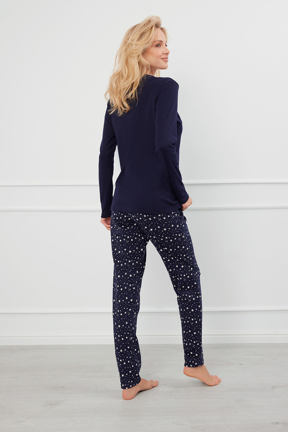 Libra Női pizsama hosszú ujjú és nadrágos olasz divat - tengerészkék/print