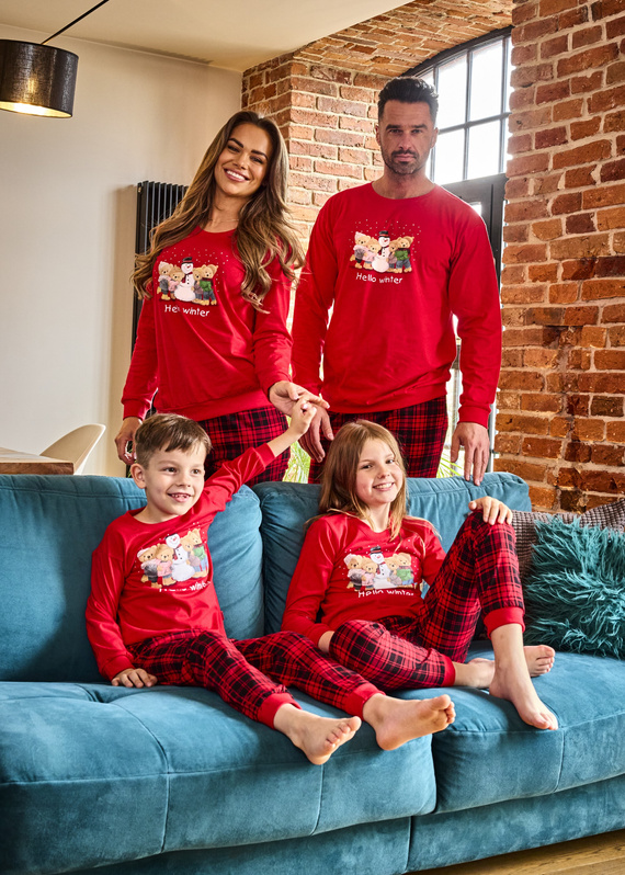 115/289 Winter Cornette férfi pizsama - karácsonyi, piros, pamut, hosszú ujjú, hosszú ujjú