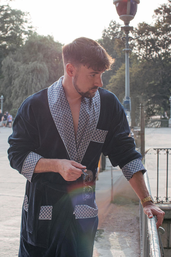 772 Bonjour férfi fürdőköpeny forex - tengerészkék