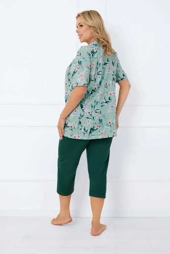 Alwea Női pizsama rövid ujjú, 3/4 nadrágos olasz divat - zöld