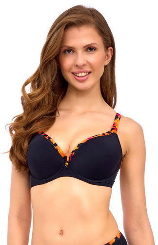 Sofia Big Black Lupoline fekete, merevített melltartó nagyobb keblekhez