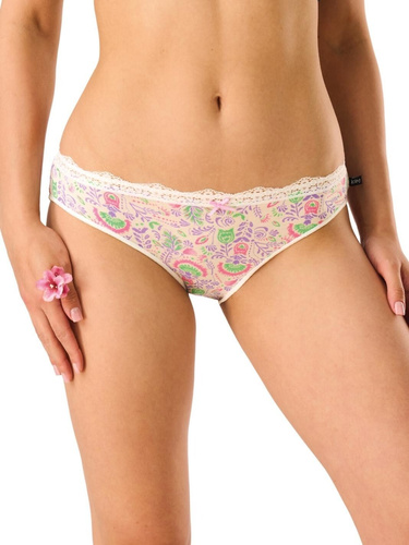 LPR 460 Key fehér-ecru bikinialsó - Mintás viszkóz, mini bikini, sztreccs csipke, 2 db