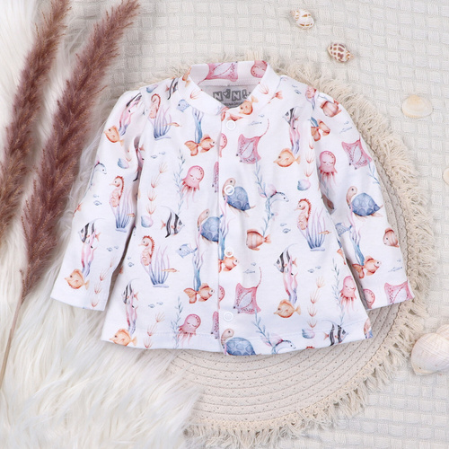 ABN-5482 Víz alatti világ baba kaftán Nini-től - organikus pamut, kényelmes nyomógombok