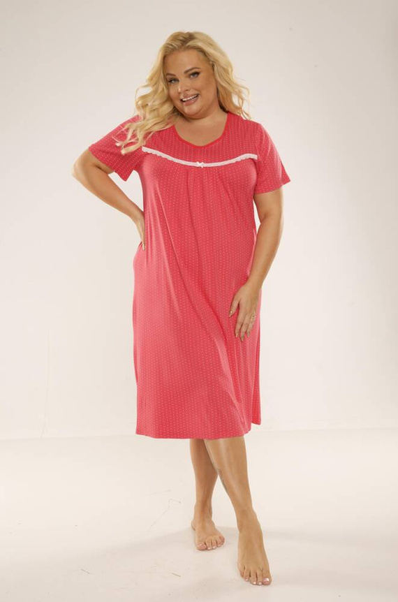 447 Juliette Plus Size Forex hálóing - málna pöttyös