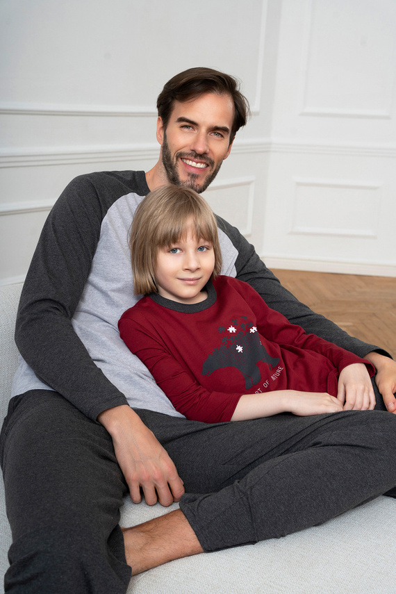 Morten Fiú pizsama Olasz divat bordó/c.melange