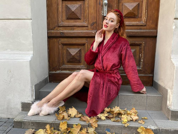 628 Abigail Long Forex női fürdőköpeny - bordó színű